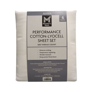 Arctic White - Member's Mark 500TC Performance Cotton-Lyocell Sheet Set, 6 Piece